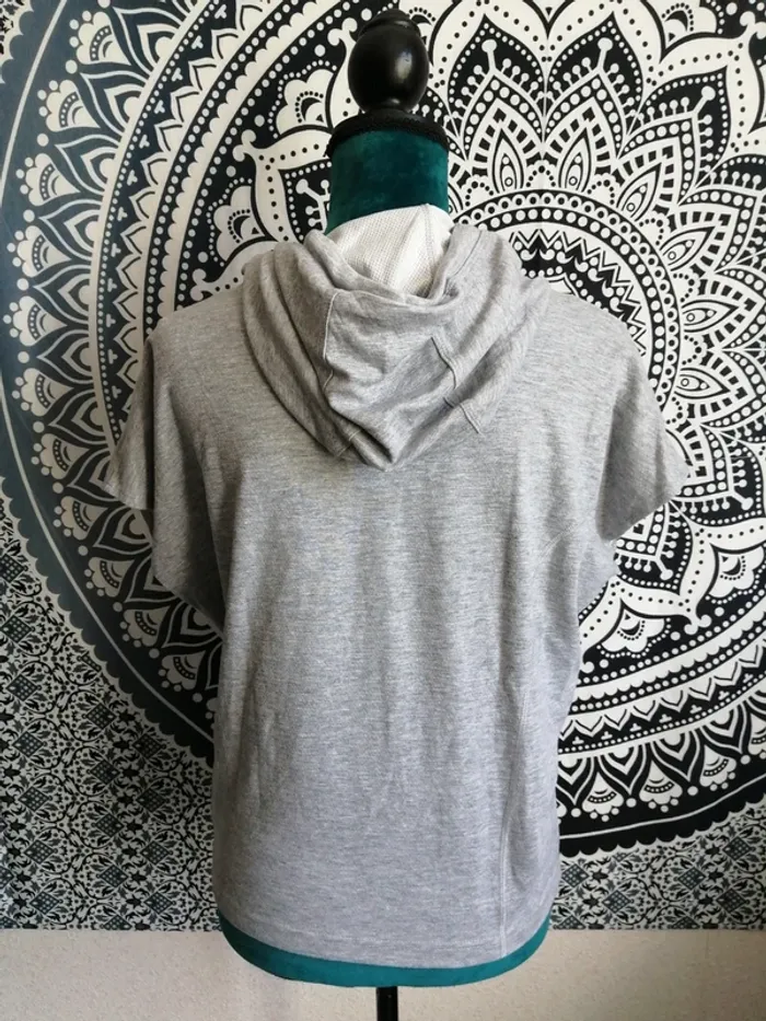 Tee-shirt de sport à capuche gris avec écriture turquoise / crivit / (S) - photo numéro 6