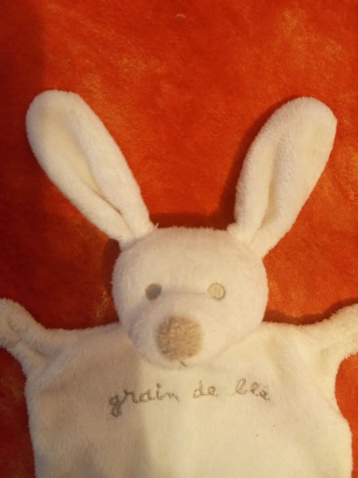 Doudou plat lapin beige grain de blé - photo numéro 2