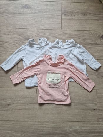 Lot de 3 t-shirts bébé col montant Boite à malices 6 mois