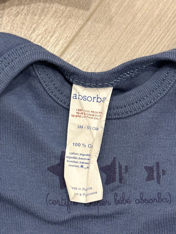 Lot de 5 bodies absorba bébé garçon 3 mois bon état - photo numéro 3