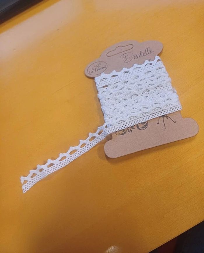 Dentelle bordure coton 10mm sur carte x2m Blanc