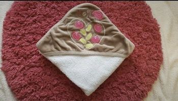 Cape de bain Les Chatounets rose et blanc