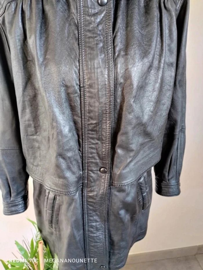 🦋 Joli manteau en cuir avec capuche Taille 40 / L Boutique Parisienne - photo numéro 3