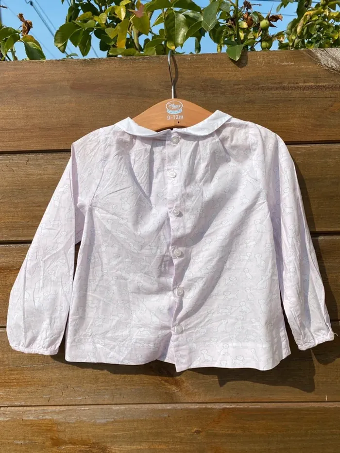 Chemisier bébé fille jacadi Paris blouse rose pâle chats blancs 24 mois 2 ans 86cm - photo numéro 5