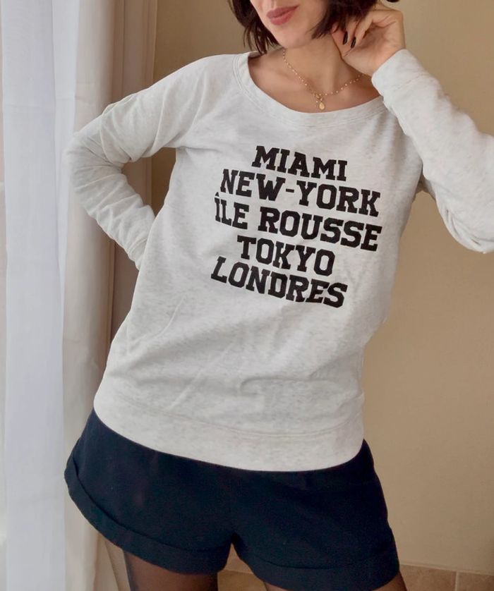 Sweat-shirt Anouk Ninon gris clair taille S parfait état - photo numéro 3