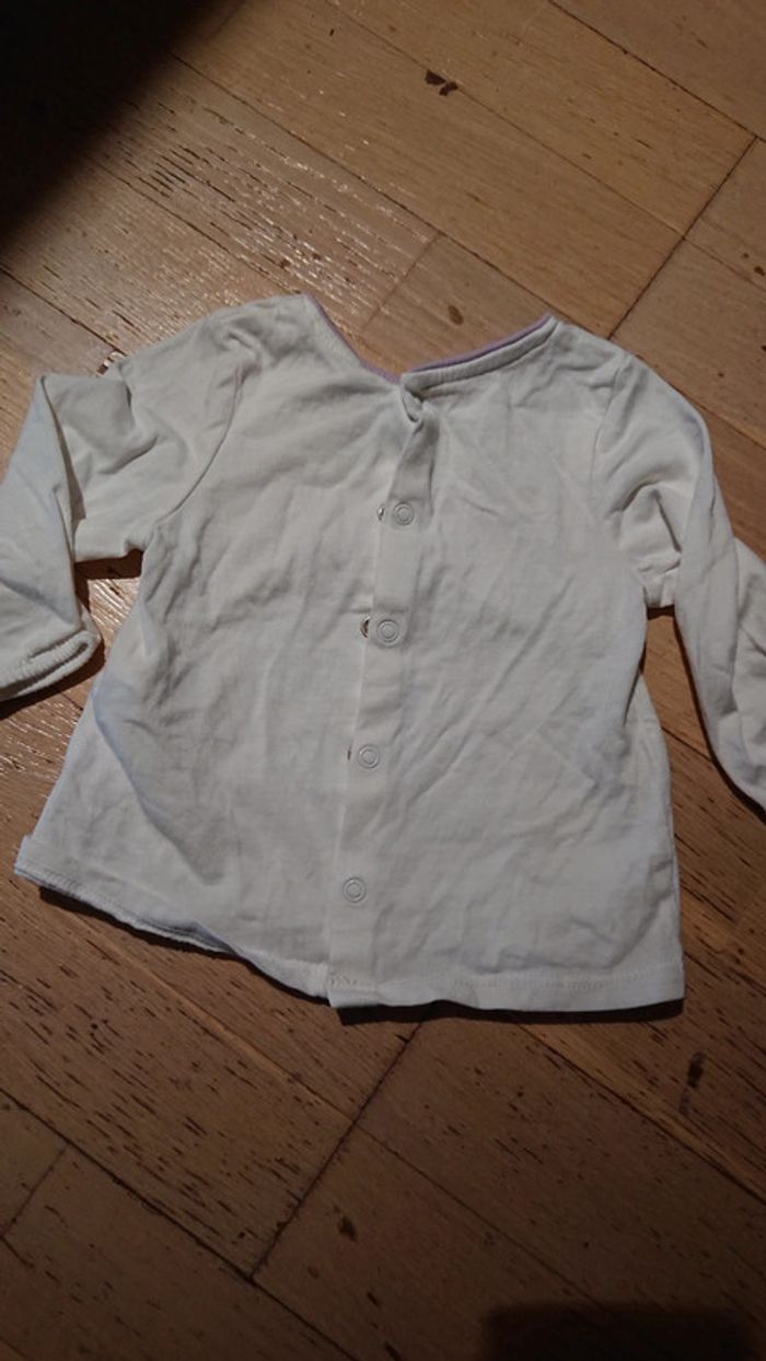 Tee shirt manches longues blanc motif Gilet epais crème / blanc - photo numéro 2