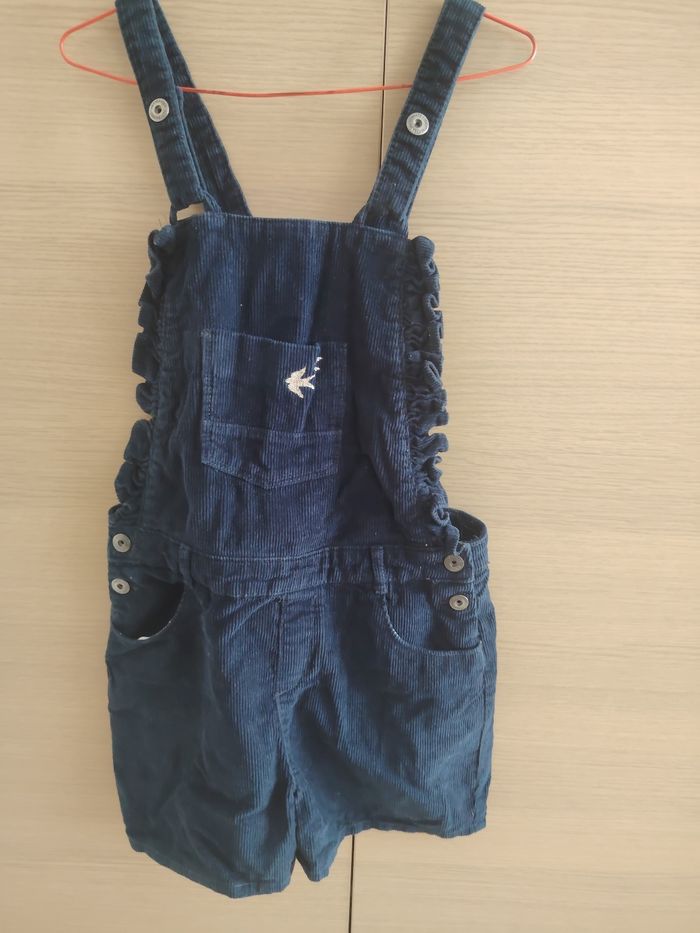 Short salopette, Verbaudet, 12 ans (152 cm), marine velours côtelé, volanté vers le haut poches