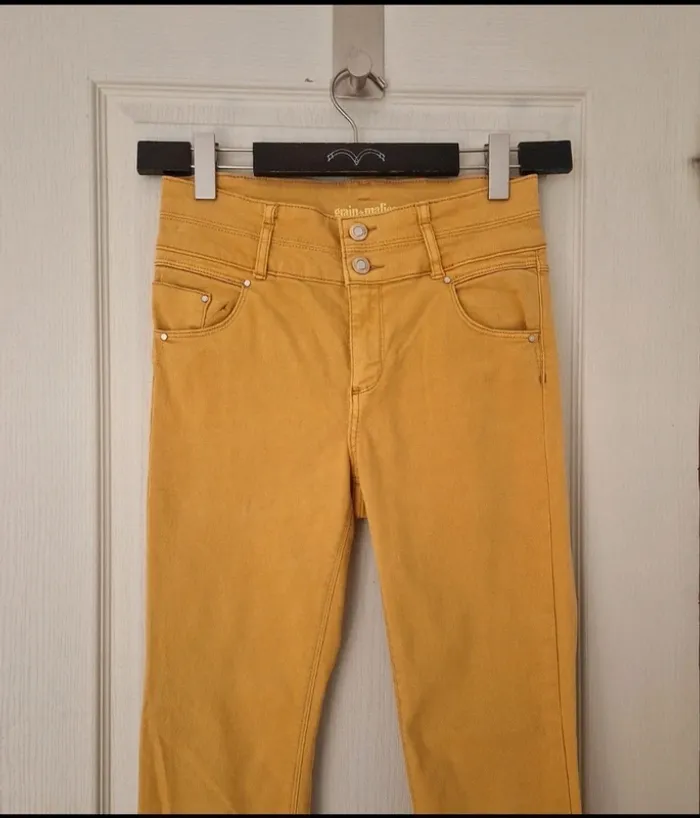 Neuf jean slim jaune moutarde femme grain de malice taille M/38 - photo numéro 2