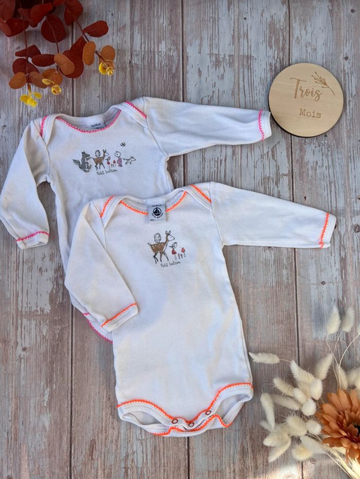 Lot de 2 t-shirts manches longues petit bateau 3 mois