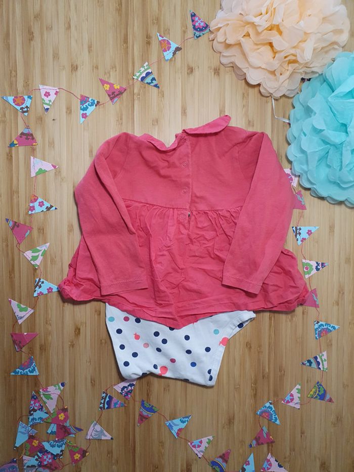 Robe DPAM 12 mois 74 cm manches longues body intégré - photo numéro 3