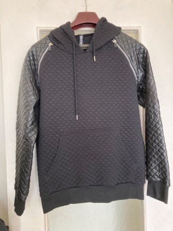 Pull sweat à capuche bi matière taille L