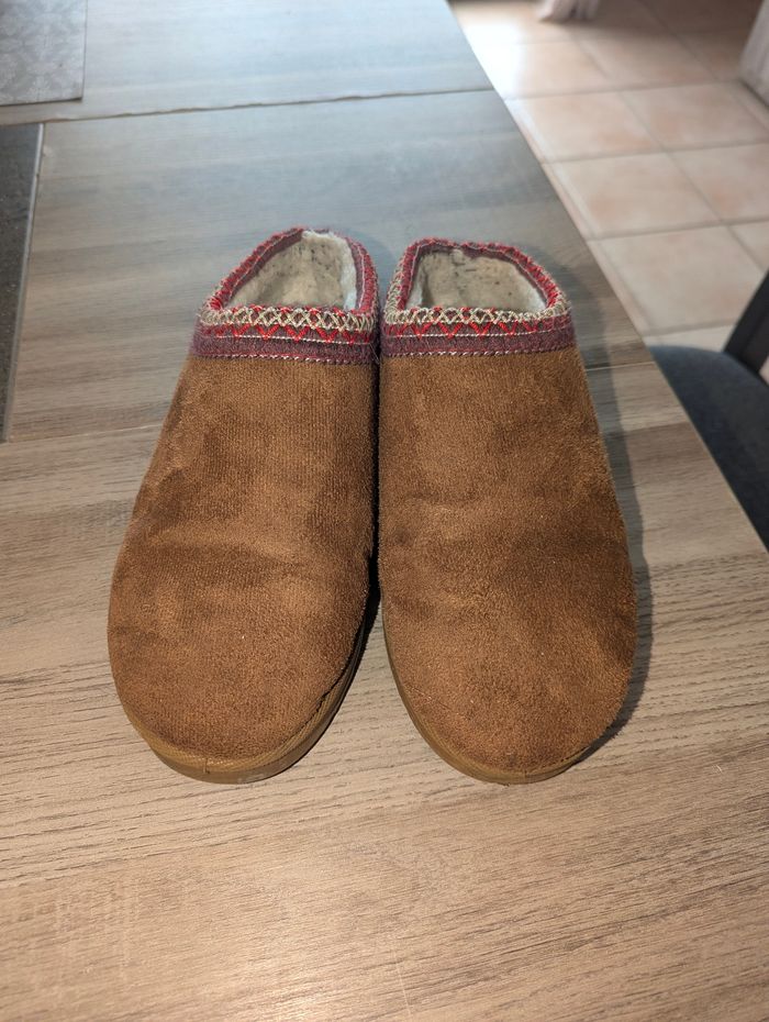 Mules  femme taille 39 fourrés effet daim Camel marron - photo numéro 2