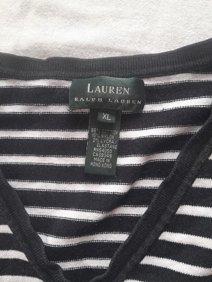 Petit pull marinière col V coton Lauren Ralph Lauren - photo numéro 3