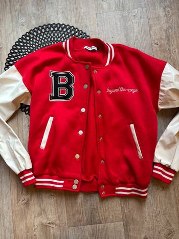 Bombers femme fille rouge coton simili