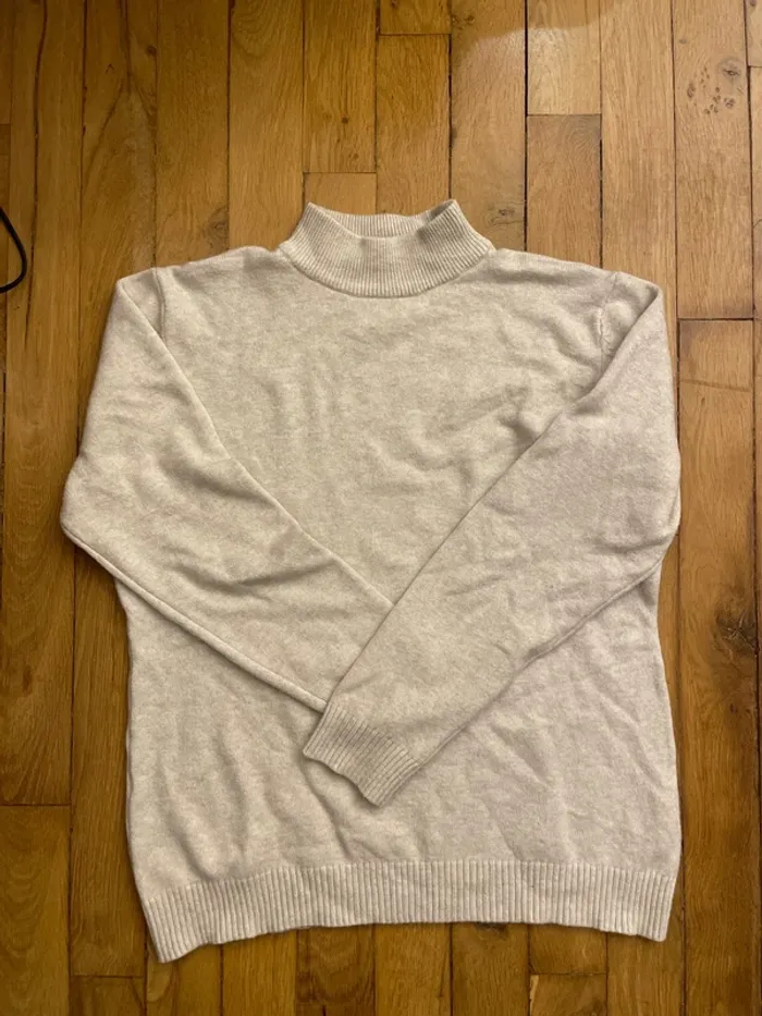 Pull oversize beige col - photo numéro 3