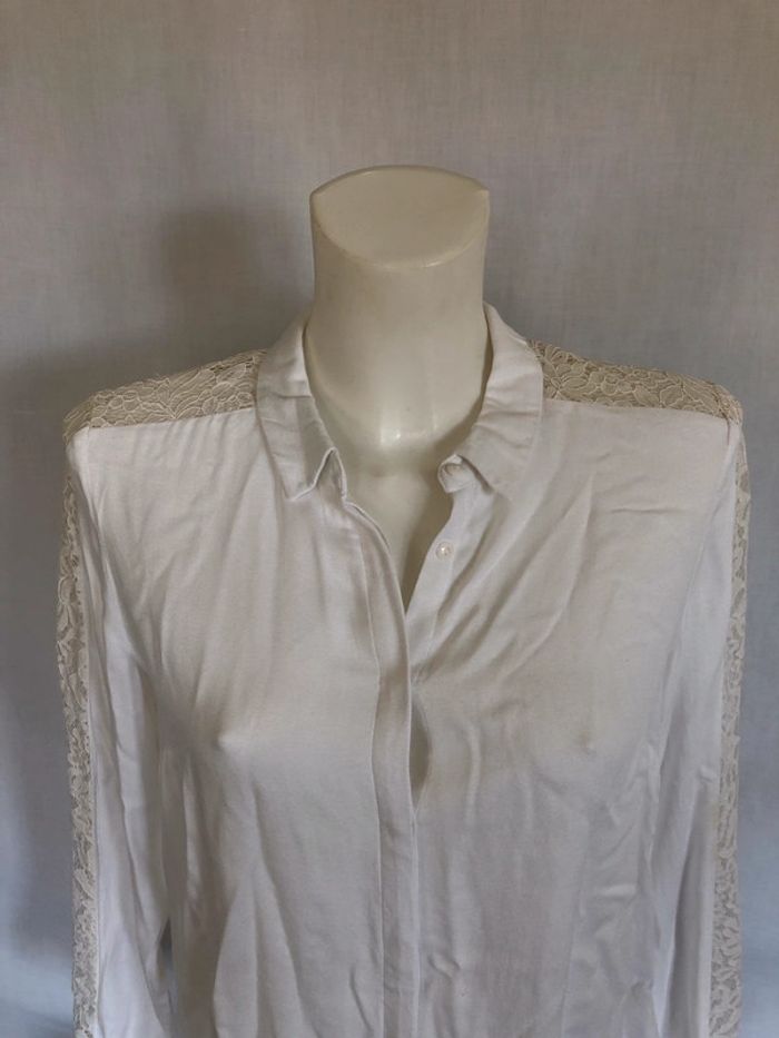 Chemise blanche manches longues dentelle Promod taille 36 38 très bon état - photo numéro 9