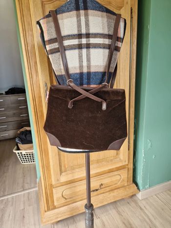 Sac à dos vintage années 80 velours marron