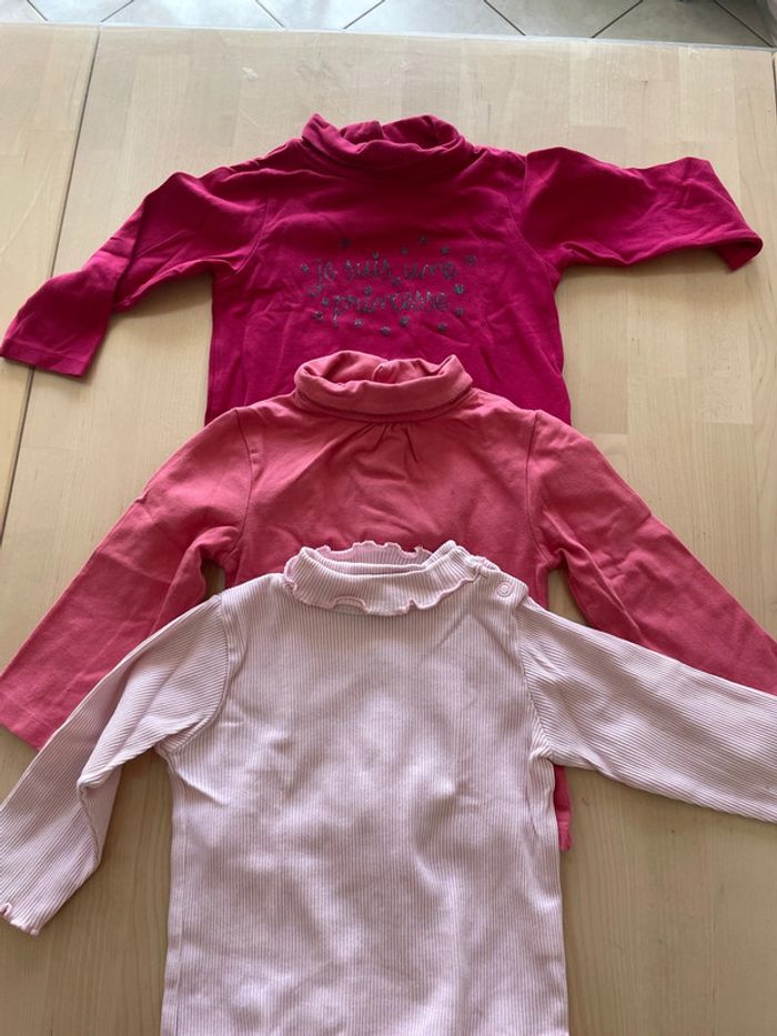 Lot de 3 col roulés multimarque fille 12 mois
