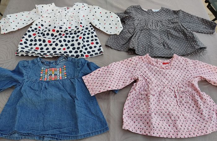 Lot de 4 blouses manches longues 6 mois