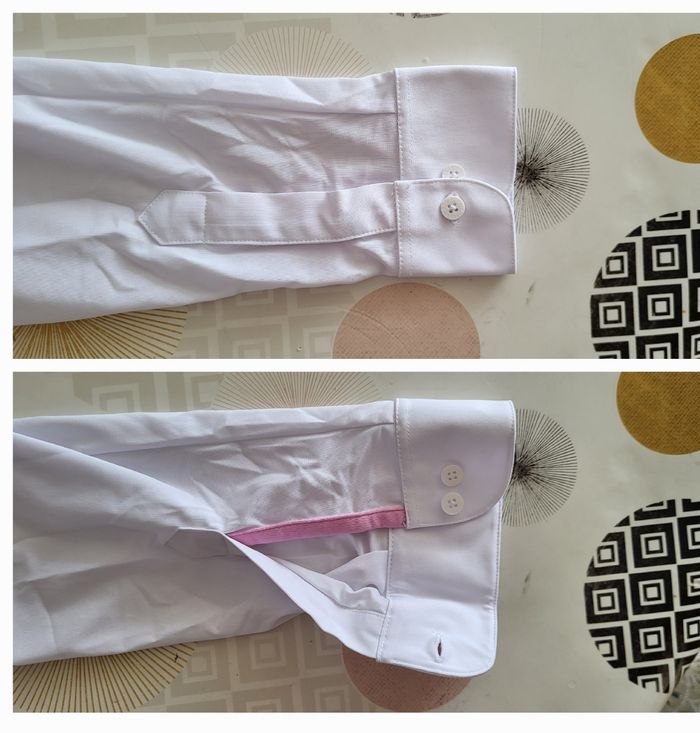 Le Coq Sportif Chemise ML TM/TFr38 - Blanche&Revers Rose- Officielle JO Paris 2024 - photo numéro 10