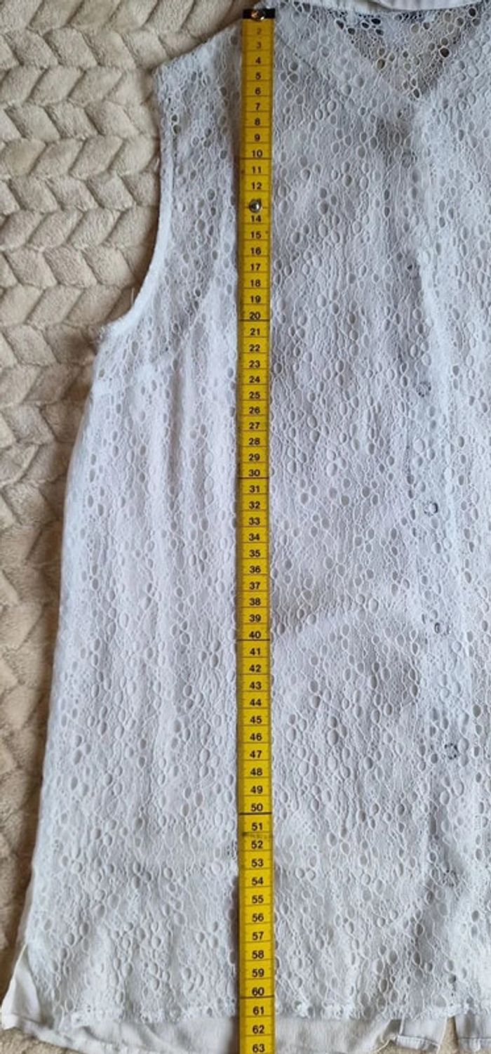 Blouse débardeur blanc à dentelle "Les petites" taille M - photo numéro 9