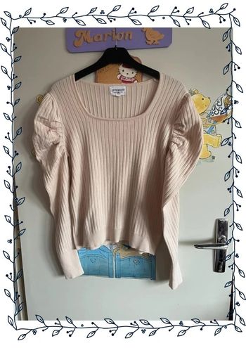 Pull beige avec manches bouffantes, taille S/M, marque Retro&Icone