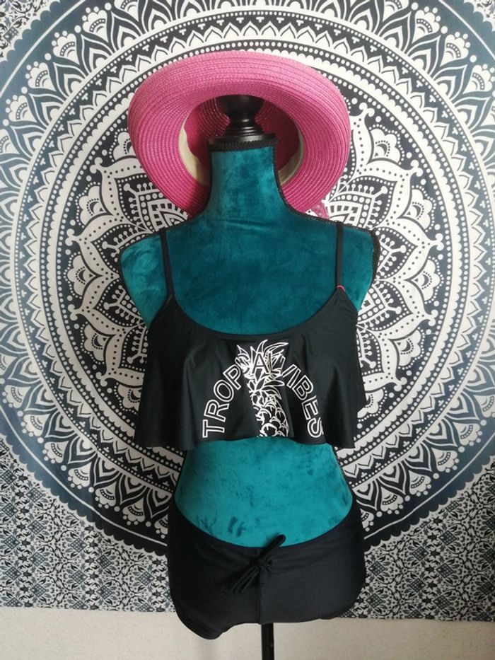 Brassière de maillot de bain noire à volant ananas / fb sister / (L) - photo numéro 2