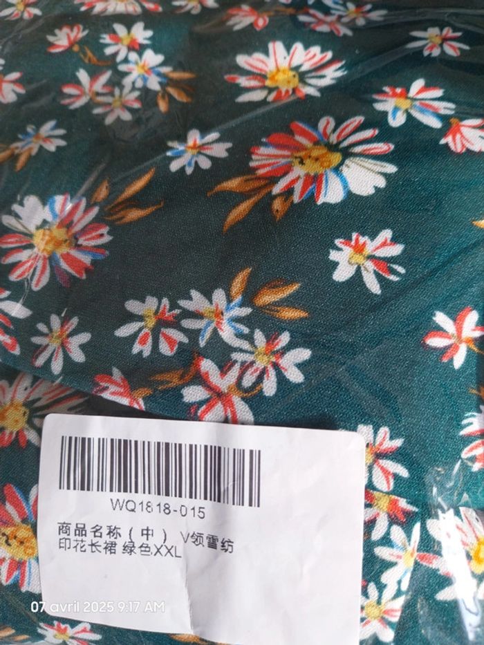 Robe Maxi Portefeuille Fleurie à Volants - Vert / XXL - Princesse fleurie - photo numéro 8
