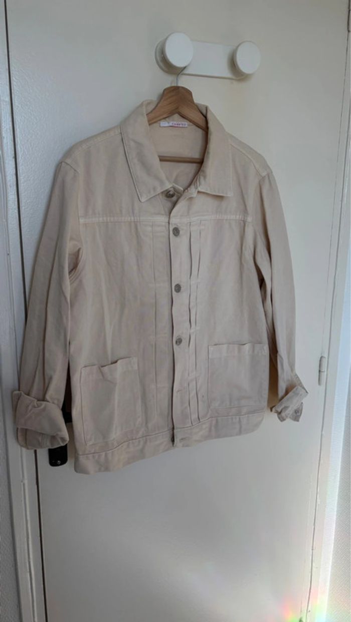 Veste en jean beige taille L Camaïeu