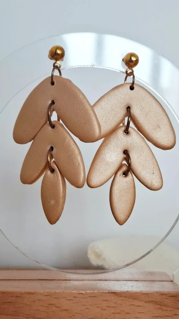 🌾 Brume sablée – Boucles d’oreilles boho chic - création unique fait main - photo numéro 4