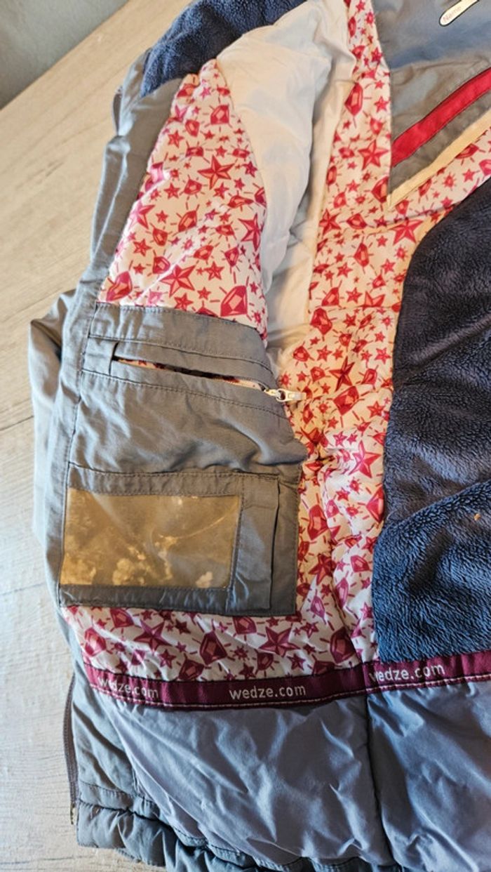 Veste de ski pour fille grise bleu avec du fushia, blanc, capuche, Wed'ze, taille 6 ans - photo numéro 8
