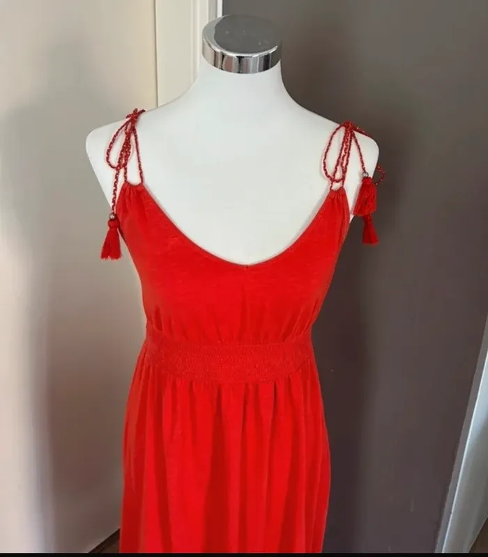 Promod robe longue été rouge orange, taille M/38 - photo numéro 5