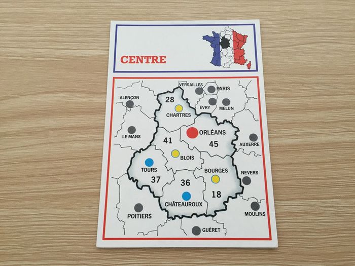 Carte région Centre pièce détachée jeu de société Richesses de France édition Nathan #A42
