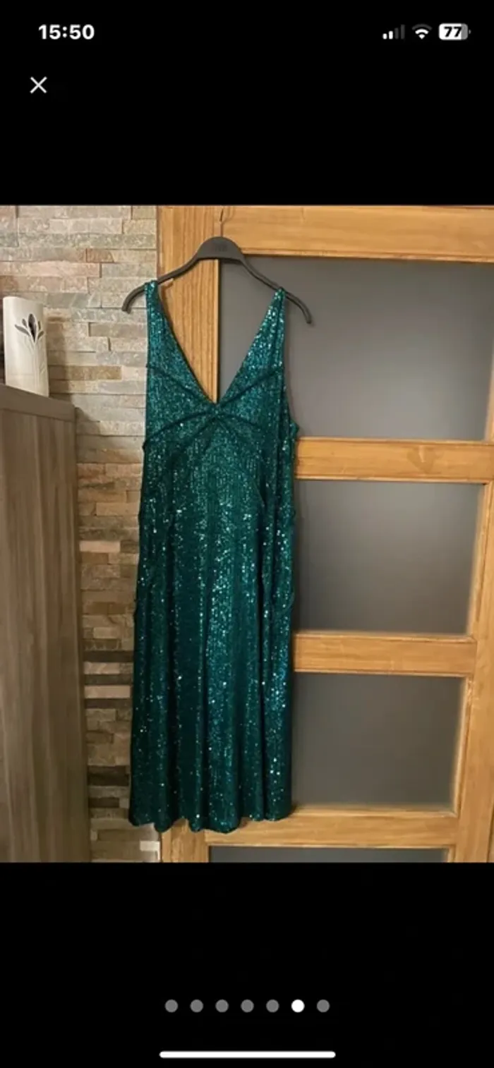 Magnifique robe verte sequins paillette Zara taille L - photo numéro 5