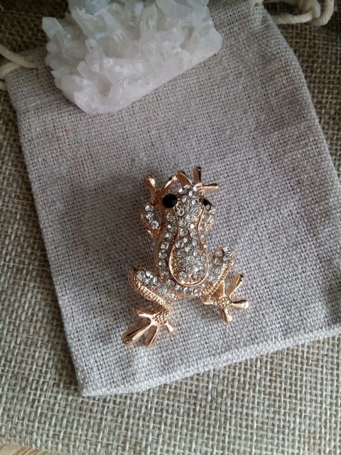Broche grenouille dorée