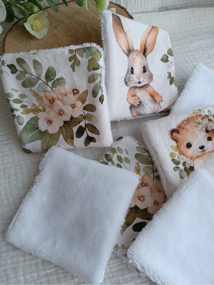 Lingettes lavables lapin hérisson - photo numéro 5