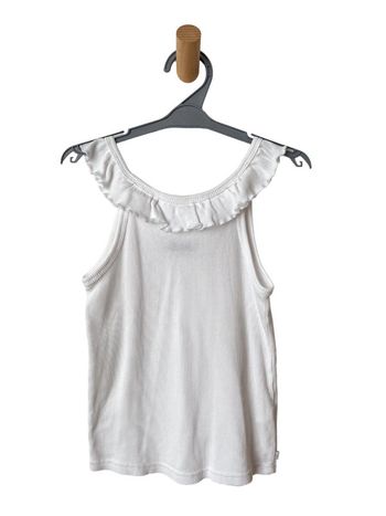 Débardeur / top blanc uni à col volanté - Okaïdi fille