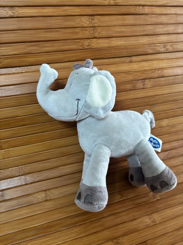 Doudou éléphant gris mots d enfants - photo numéro 3