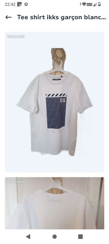 Tee shirt garçon 16 ans ikks blanc, motif