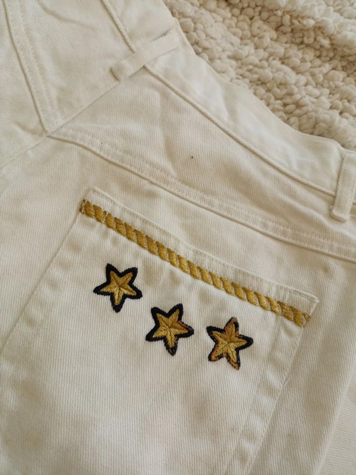 NEUF Jean blanc Melbourne Classix avec broderies dorées – taille 12 vintage brodes - photo numéro 3