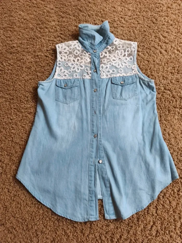 Blouse chemise sans manches femme
