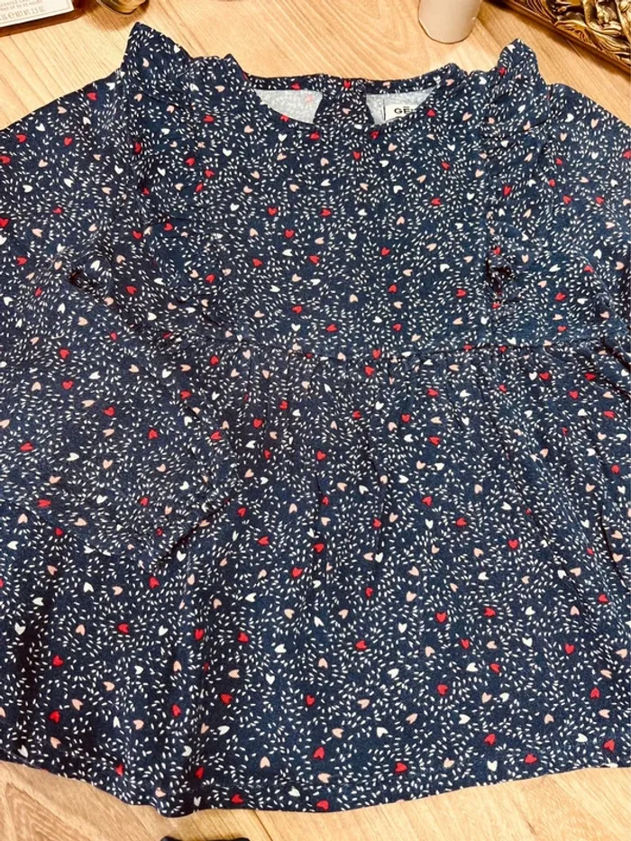 Taille 3 ans tenue 3 pièces fille Gemo Tex bleu marine et rose pâle * coeurs * 🩷 - photo numéro 2