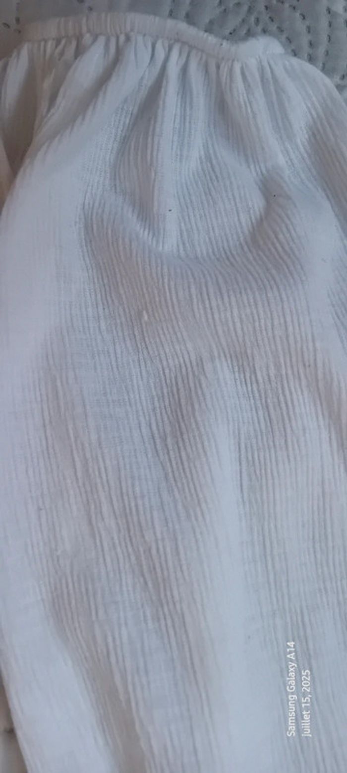 Blouse courte col Bardot elastique aspect plissé blanc femme L bershka - photo numéro 16