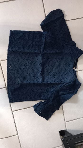 Tunique fille marine manches 3/4 14 ans tbe