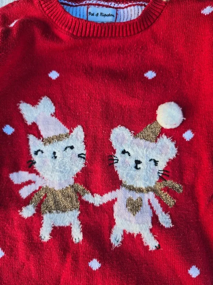 Adorable robe pull rouge Pat et Ripaton - photo numéro 3