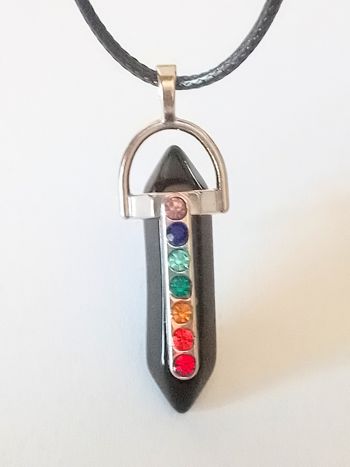 Collier corde de cire + pendentif spirituel