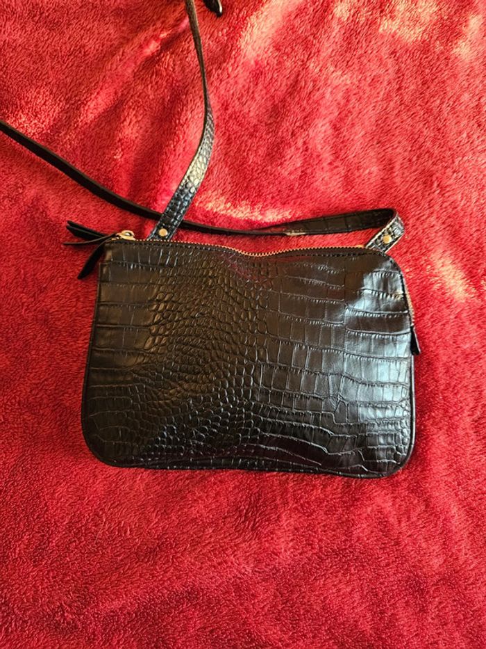 Sac bandoulière croco noir Monoprix - photo numéro 3