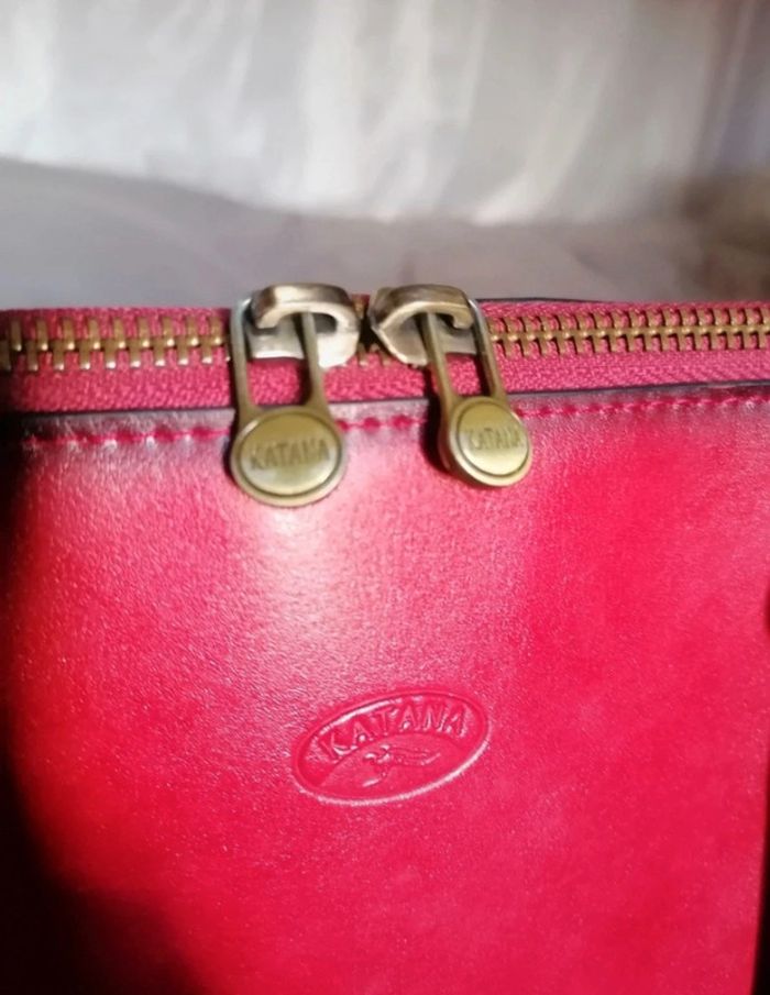Sac vintage Katana cuir rouge véritable - photo numéro 5