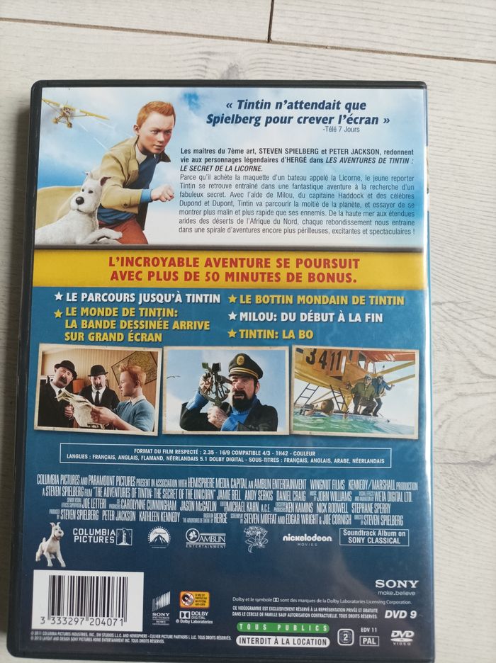 DVD tintin le secret de la licorne - photo numéro 2