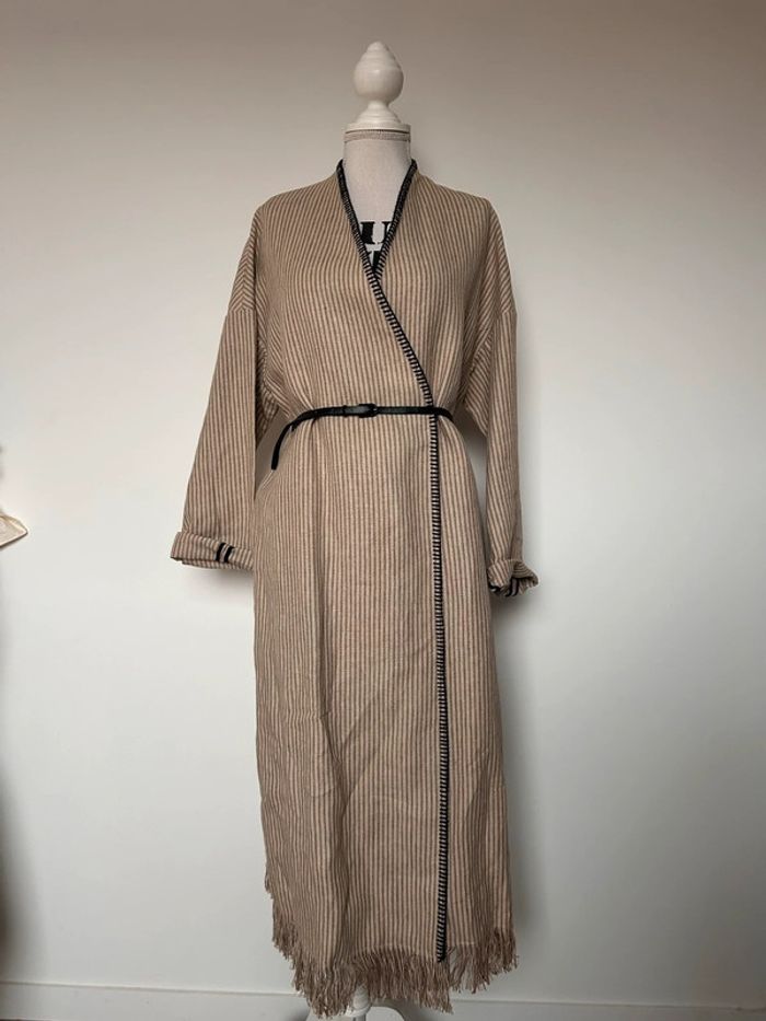 Manteau veste Zara cardigan gilet rayures Abrigo Cappotto Chaqueta long vestido Chaleco vest Rebeca
